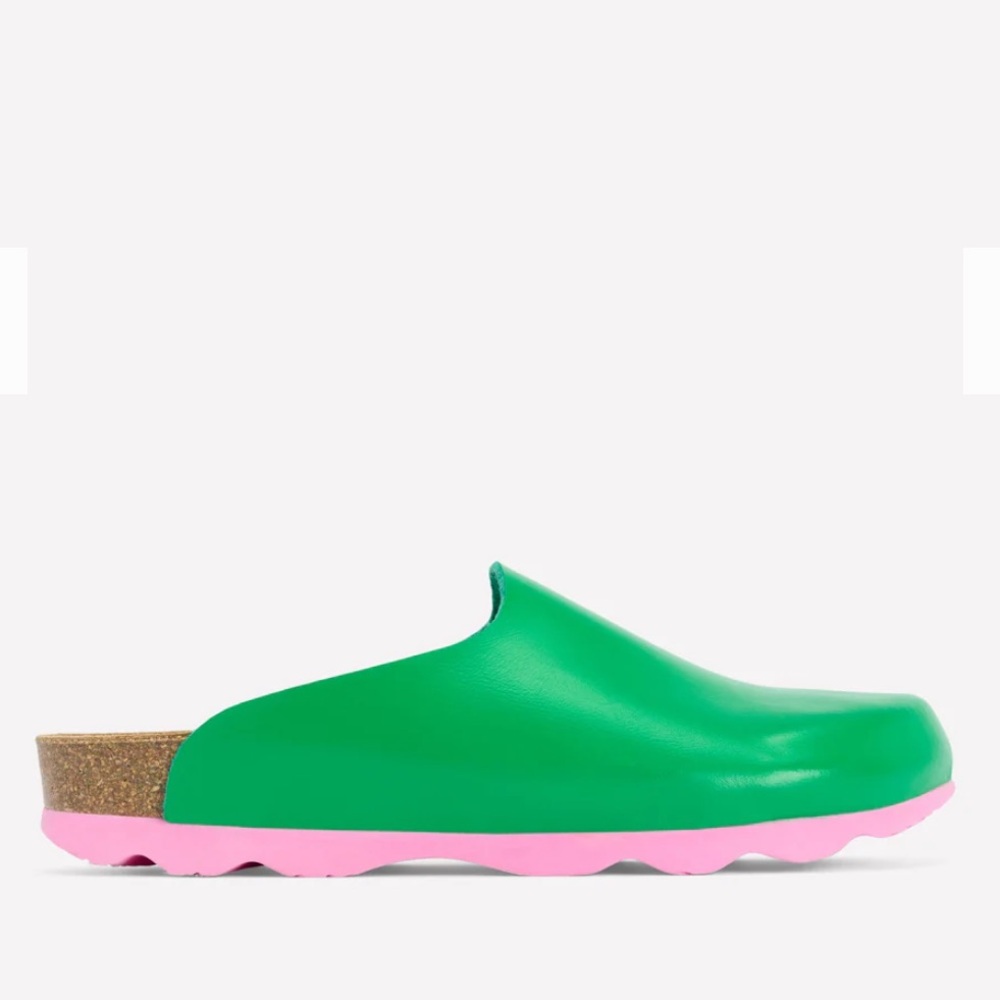 Boden Green and Pink Clogs, women’s size 9